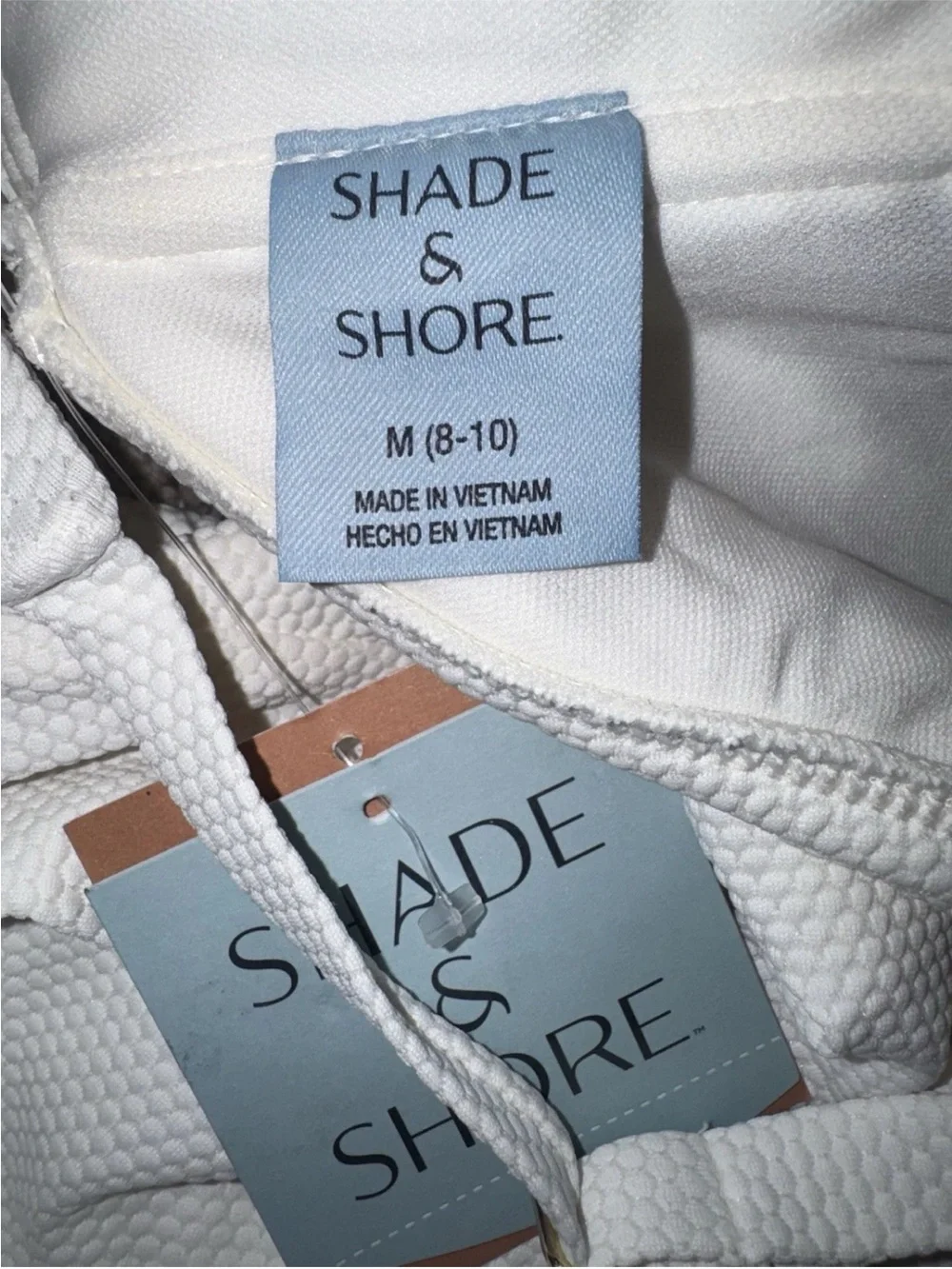 Shade & Shore White Textured Swim Top with Tag